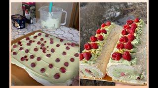 МЕРЕНГОВЫЙ РУЛЕТ с Фисташковым Кремом и Малиной