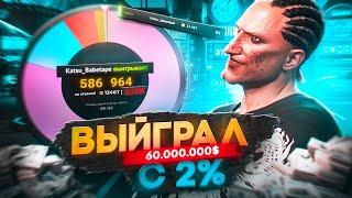 ⛔ВЫИГРАЛ 60КК с 2% ДЖЕКПОТ??? 50 СТАВОК в КАЗИНО НА МАЛЕНЬКИЙ ПРОЦЕНТ || GTA 5 RP