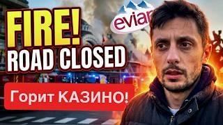 EVIAN LES BAINS CASINO! Исторические событие! Пожар в старинном казино, Евьян ле Бен. Евиан.