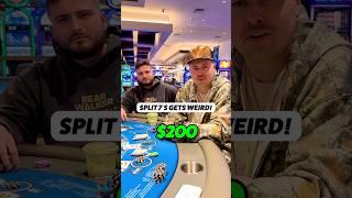 SPLIT 7s GETS WEIRD!  #shorts #blackjack #casino