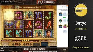 Крупный занос в Casino X! Витус заносит в игровом автомате Book of Dead. Выпуск #9